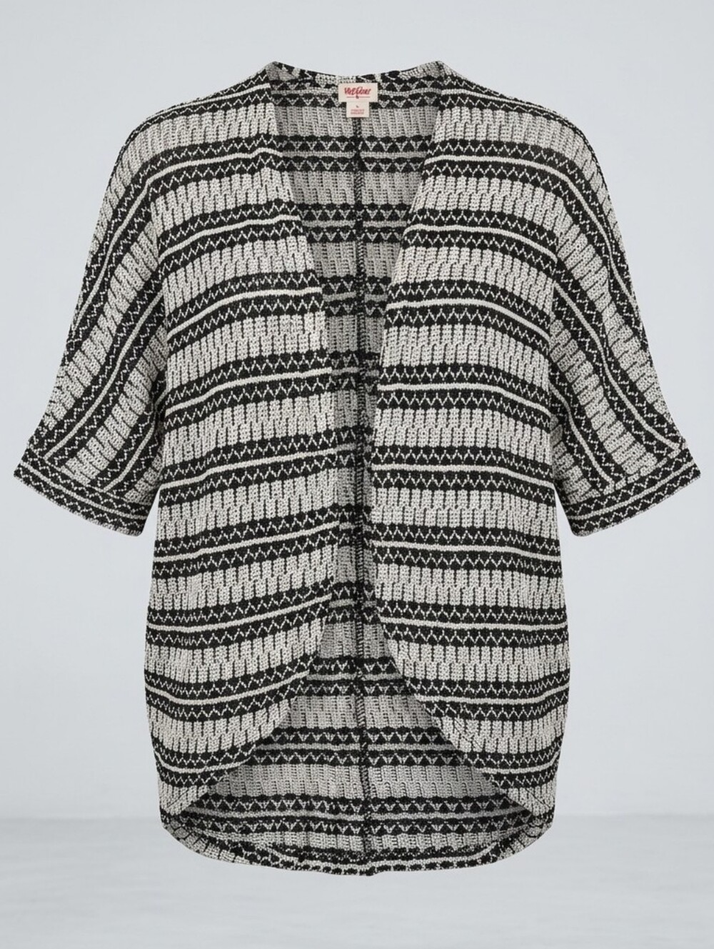 Mossimo Supply Co. Black and Cream Striped Office Open-Front Knit Cardigan L